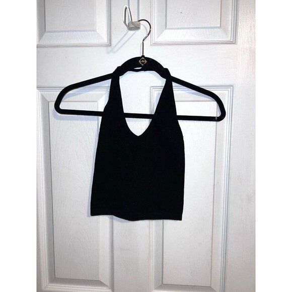 Out From Under Top Womens Medium Black Crop Halter Urban Outfitters Stretch - Picture 5 of 9
